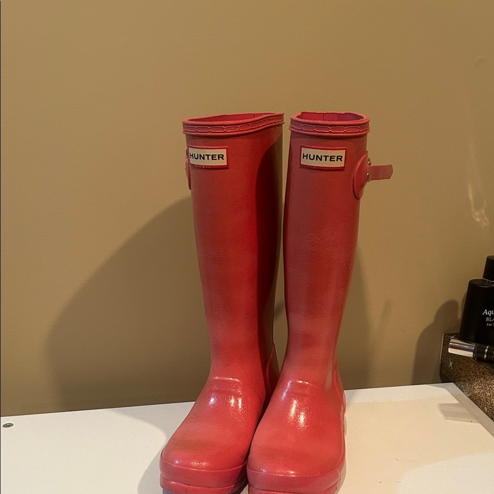 Hunter Pink Sparkling Waterproof Boots